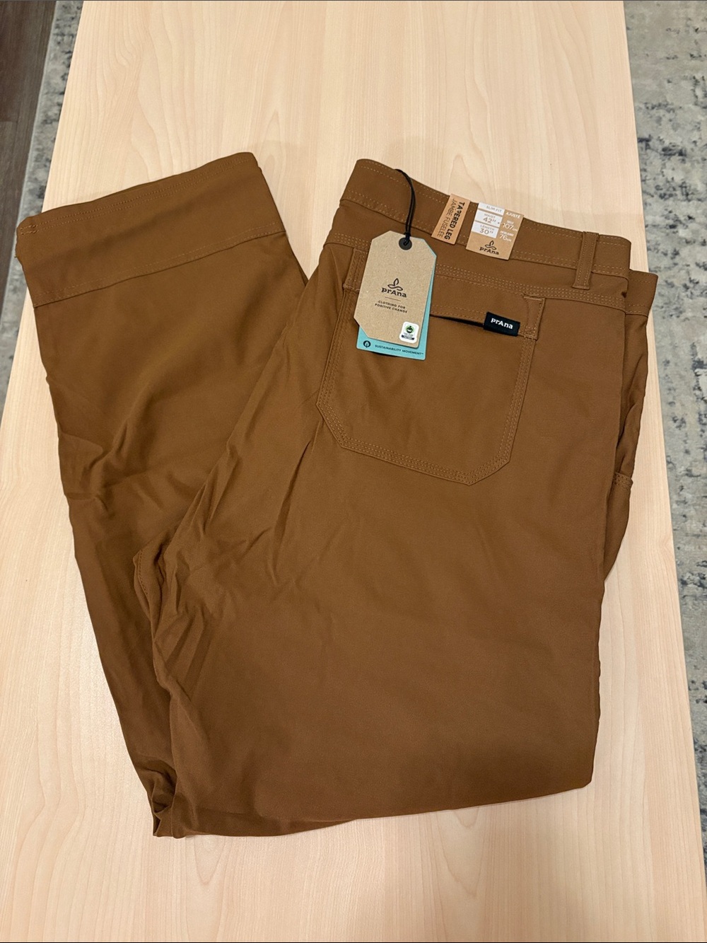 prAna Stretch Zion Slim Pant II Men’s 42x30 Sepia Brown NWT Travel Hiking